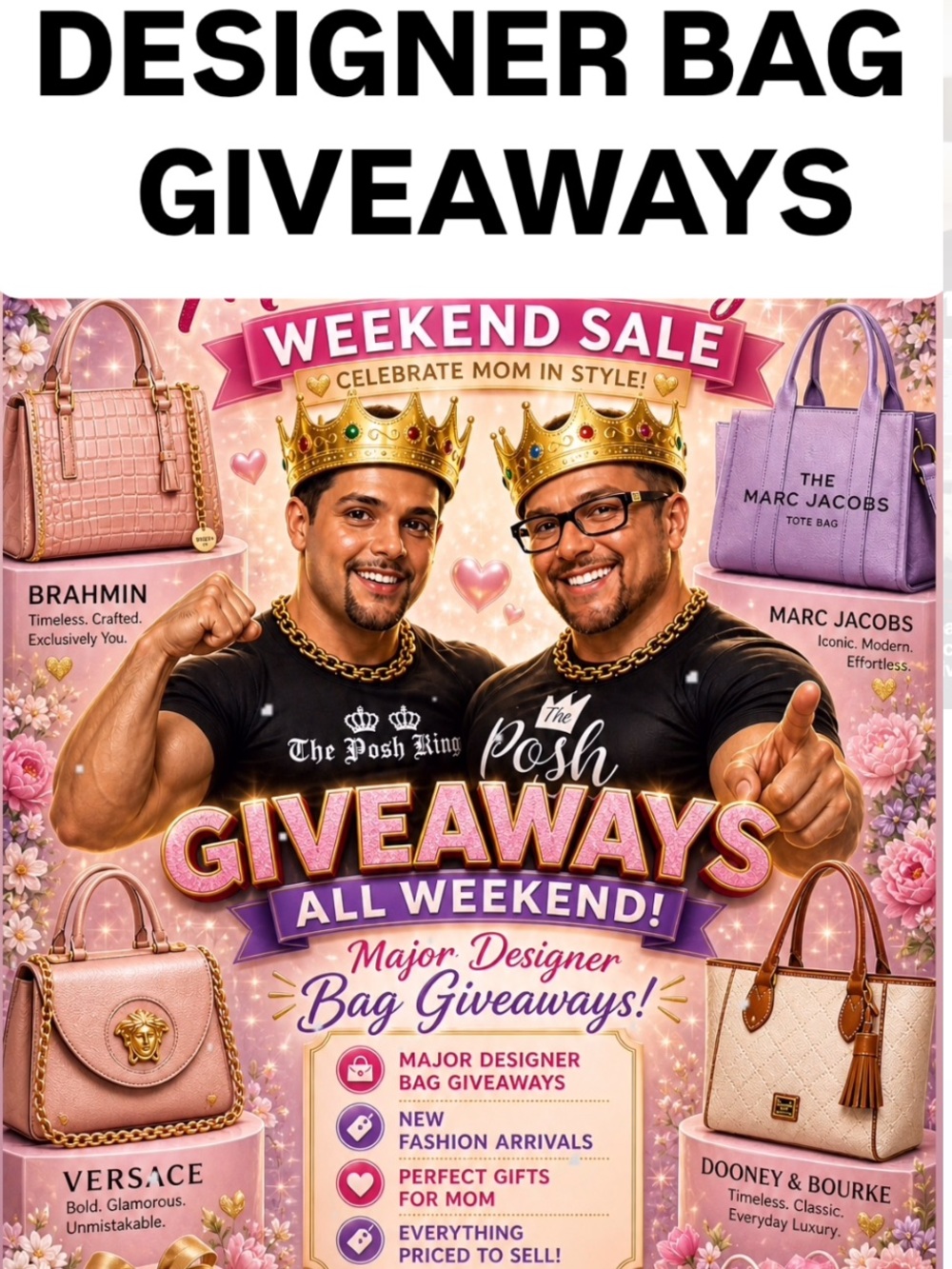 DESIGNER BAG GIVEAWAY, POL, EASEL, BRAHMIN, MARC JACOBS, VERSACE, TORY BURCH